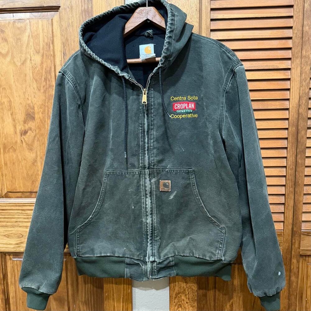 Carhartt green hooded jacket size
